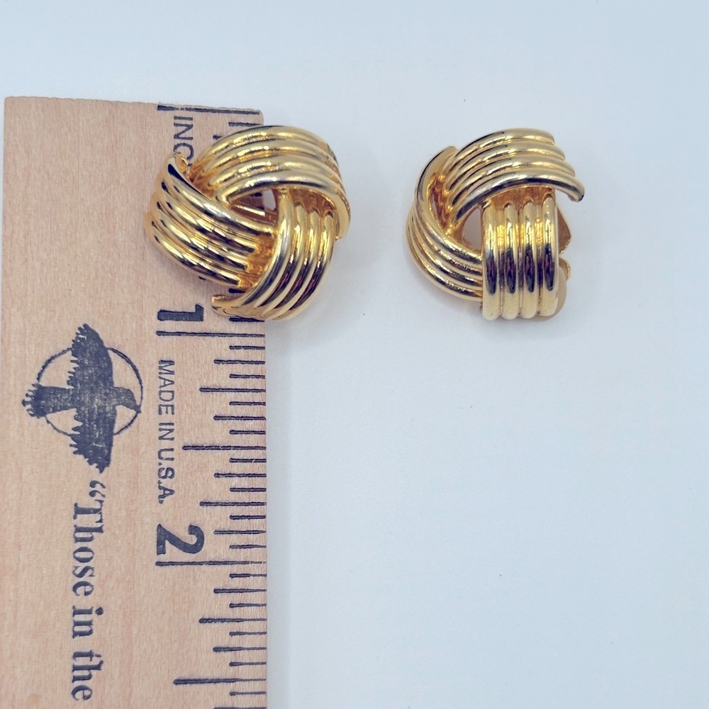 Sophisticated Gold Knot Earrings - Picture 4 of 7